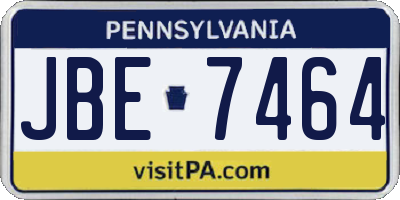 PA license plate JBE7464
