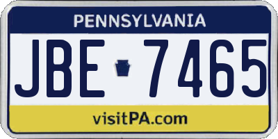 PA license plate JBE7465
