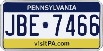 PA license plate JBE7466