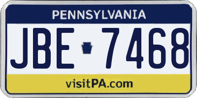 PA license plate JBE7468