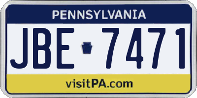 PA license plate JBE7471