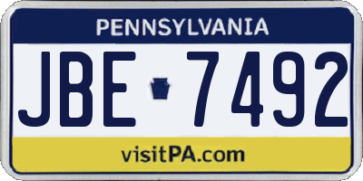 PA license plate JBE7492