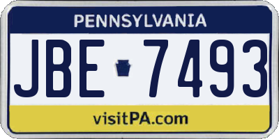 PA license plate JBE7493