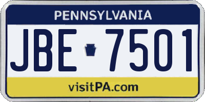 PA license plate JBE7501