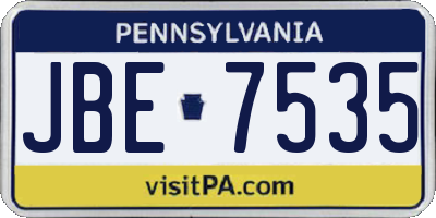 PA license plate JBE7535