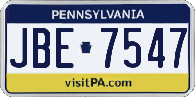 PA license plate JBE7547