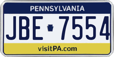PA license plate JBE7554