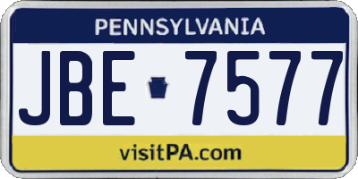 PA license plate JBE7577