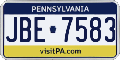 PA license plate JBE7583