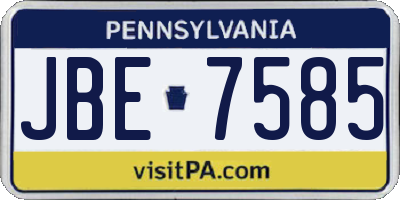 PA license plate JBE7585