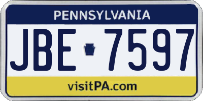 PA license plate JBE7597