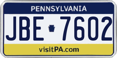 PA license plate JBE7602