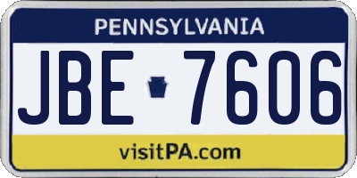PA license plate JBE7606