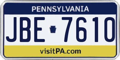 PA license plate JBE7610
