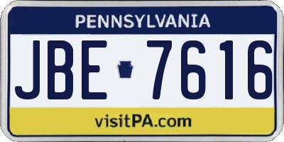 PA license plate JBE7616