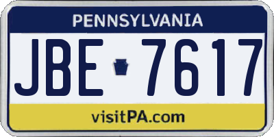 PA license plate JBE7617