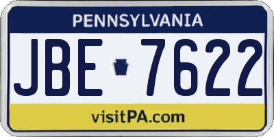 PA license plate JBE7622