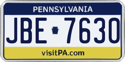 PA license plate JBE7630