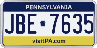 PA license plate JBE7635