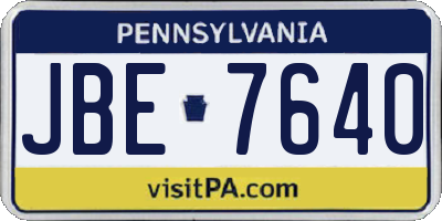 PA license plate JBE7640