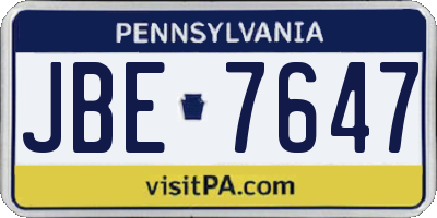 PA license plate JBE7647