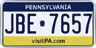 PA license plate JBE7657