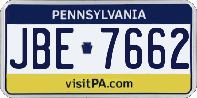 PA license plate JBE7662