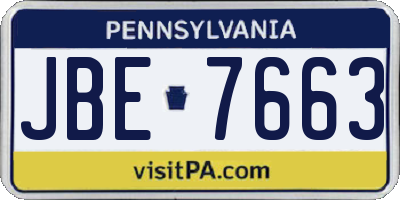 PA license plate JBE7663