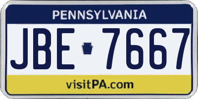 PA license plate JBE7667