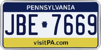 PA license plate JBE7669