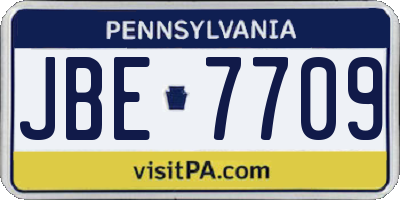 PA license plate JBE7709