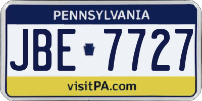 PA license plate JBE7727