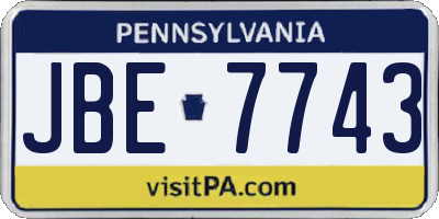 PA license plate JBE7743