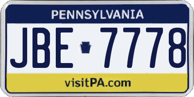 PA license plate JBE7778