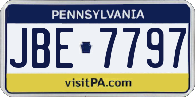 PA license plate JBE7797