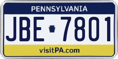 PA license plate JBE7801