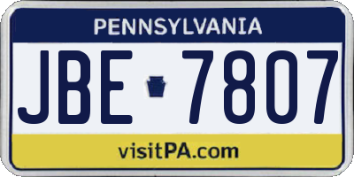 PA license plate JBE7807
