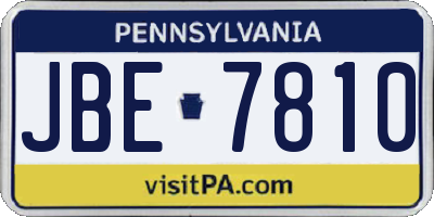PA license plate JBE7810