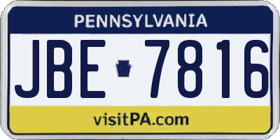 PA license plate JBE7816
