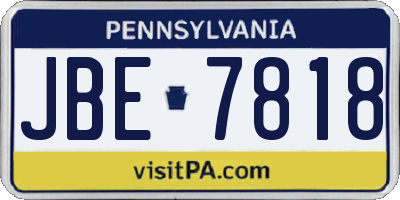 PA license plate JBE7818