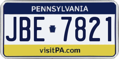 PA license plate JBE7821