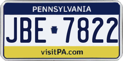 PA license plate JBE7822