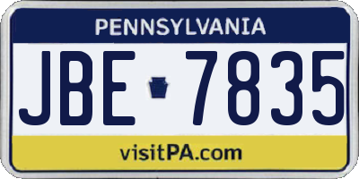 PA license plate JBE7835