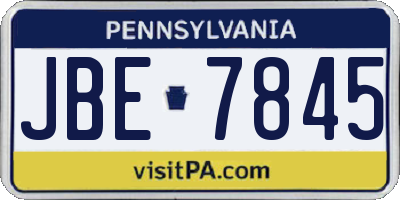 PA license plate JBE7845