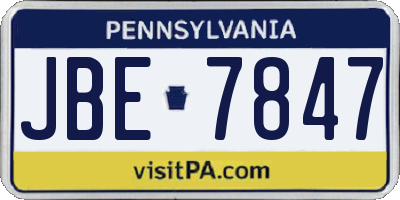 PA license plate JBE7847