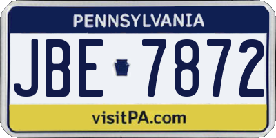 PA license plate JBE7872