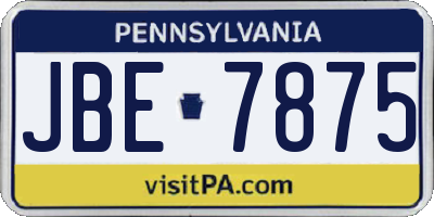 PA license plate JBE7875
