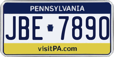 PA license plate JBE7890