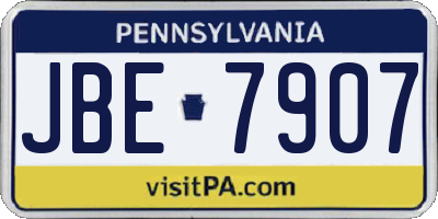 PA license plate JBE7907