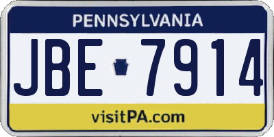 PA license plate JBE7914